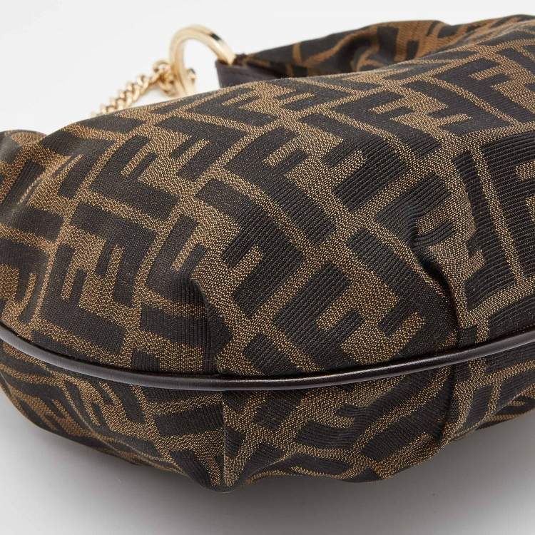 Pre Owned Fendi Tobacco Zucca Canvas and Leather Chef Chain Link Hobo