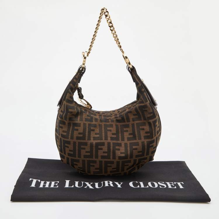 Pre Owned Fendi Tobacco Zucca Canvas and Leather Chef Chain Link Hobo