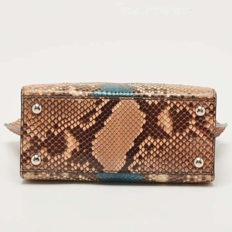 Pre Owned Fendi Beige/Blue Python Petite 3Jours Tote