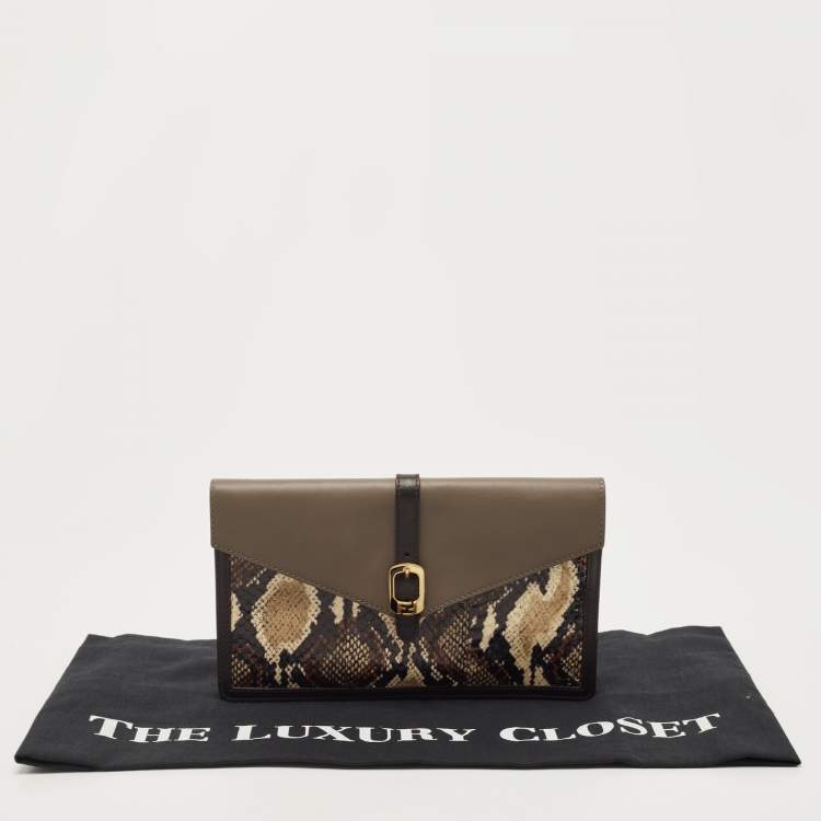Pre Owned Fendi Multicolor Leather and Snakeskin Bustina Clutch