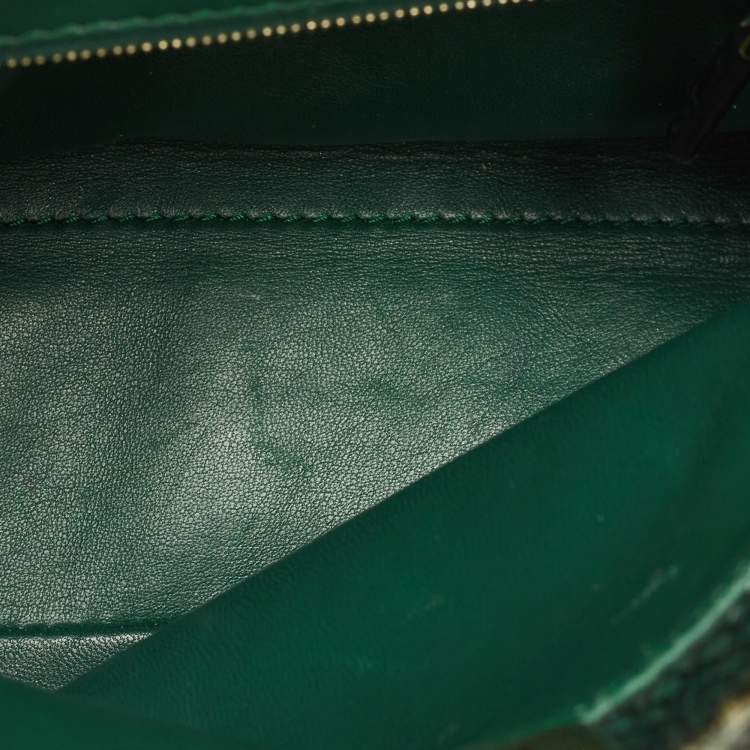 Pre Owned Fendi Green Python Mini Peekaboo Top Handle Bag
