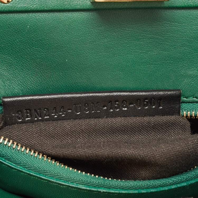 Pre Owned Fendi Green Python Mini Peekaboo Top Handle Bag