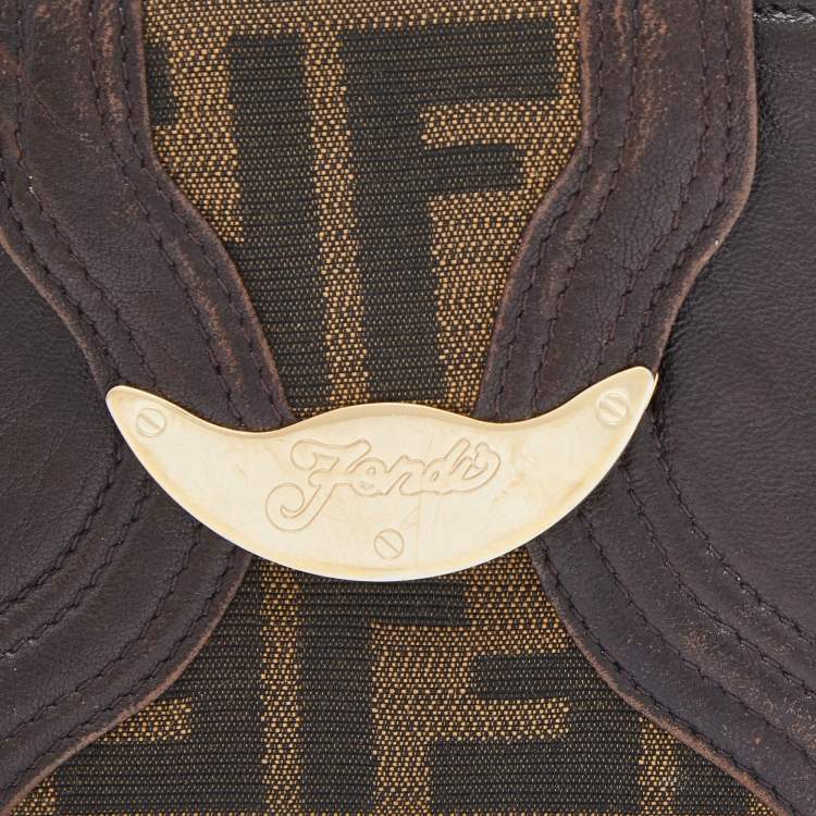 Pre Owned Fendi Beige/Brown Zucca Canvas and Leather Compact Wallet