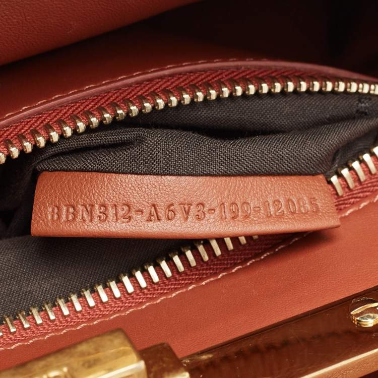 Pre Owned Fendi Dark Brown Leather Medium Pocket Peekaboo Top Handle Bag