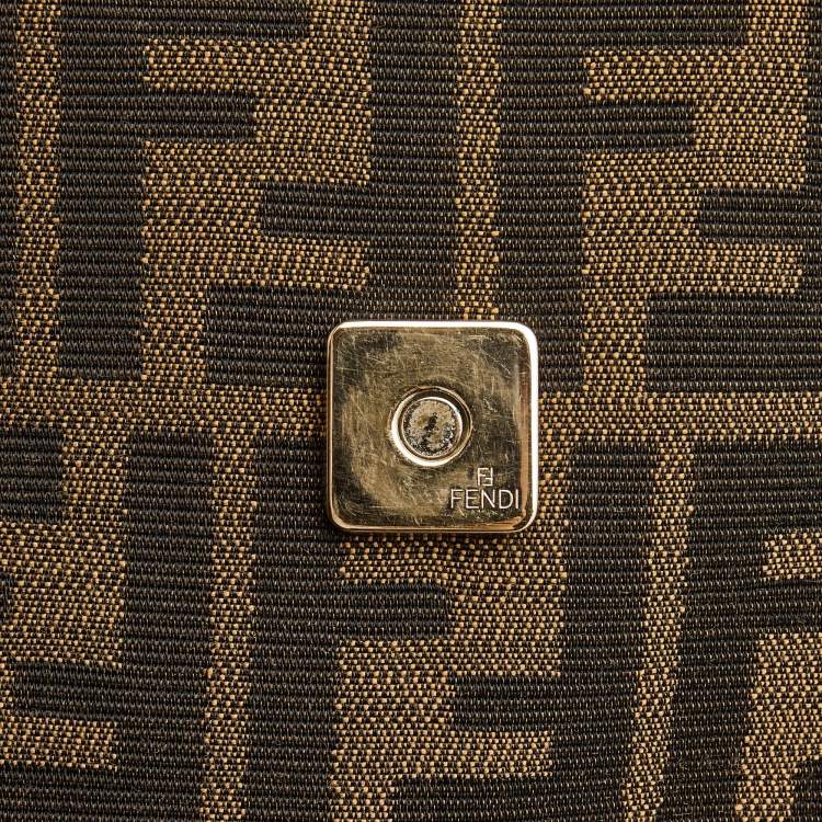 Pre Owned Fendi Tobacco Zucca Canvas and Patent Leather Mia Flap Shoulder Bag