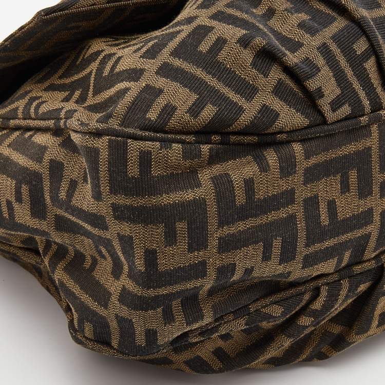 Pre Owned Fendi Tobacco Zucca Canvas and Patent Leather Mia Flap Shoulder Bag