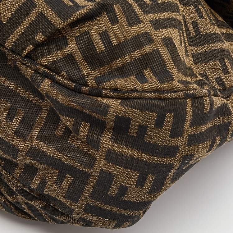 Pre Owned Fendi Tobacco Zucca Canvas and Patent Leather Mia Flap Shoulder Bag