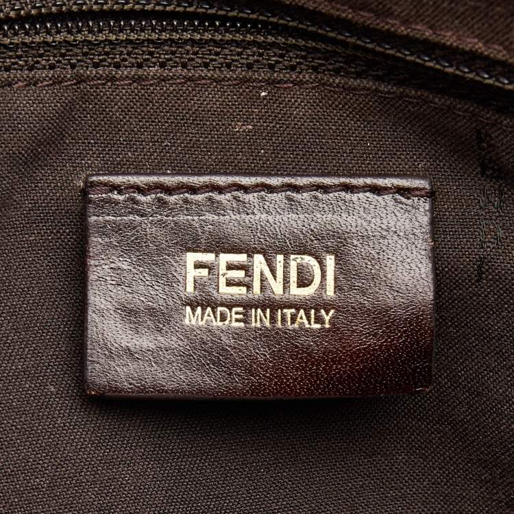 Pre Owned Fendi Tobacco Zucca Canvas and Patent Leather Mia Flap Shoulder Bag