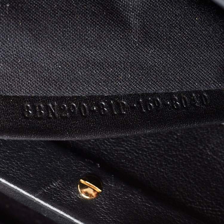 Pre Owned Fendi Black Leather Medium Whipstitched Peekaboo Top Handle Bag