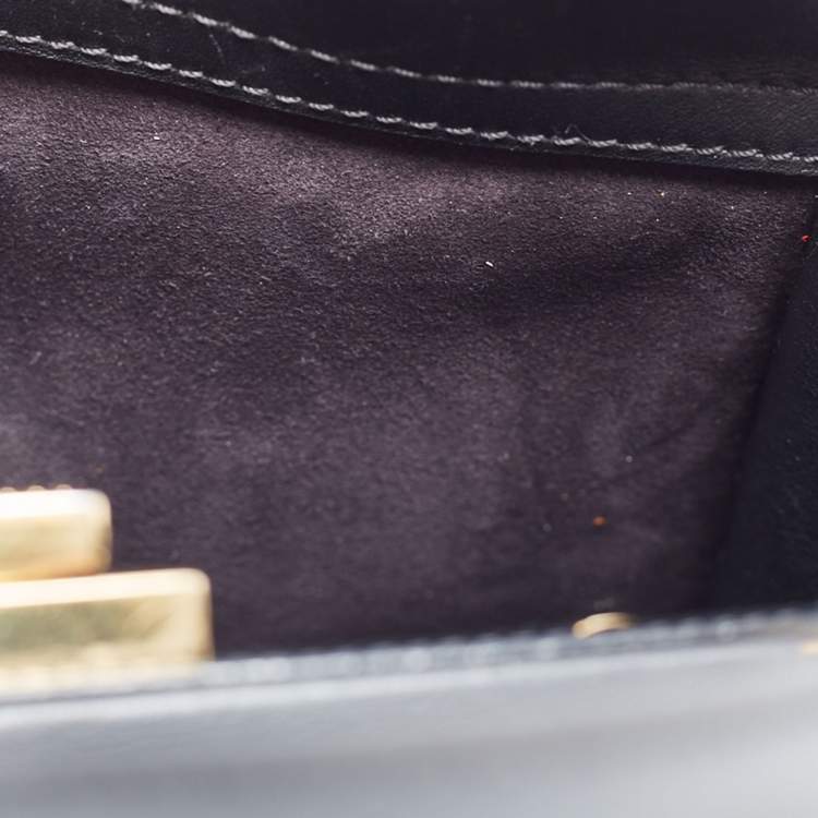 Pre Owned Fendi Black Leather Medium Whipstitched Peekaboo Top Handle Bag