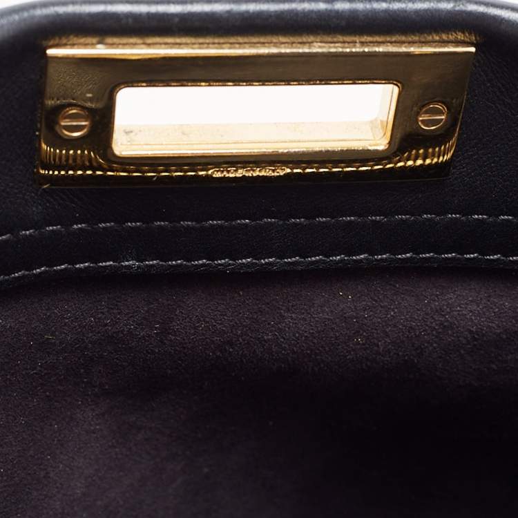 Pre Owned Fendi Black Leather Medium Whipstitched Peekaboo Top Handle Bag