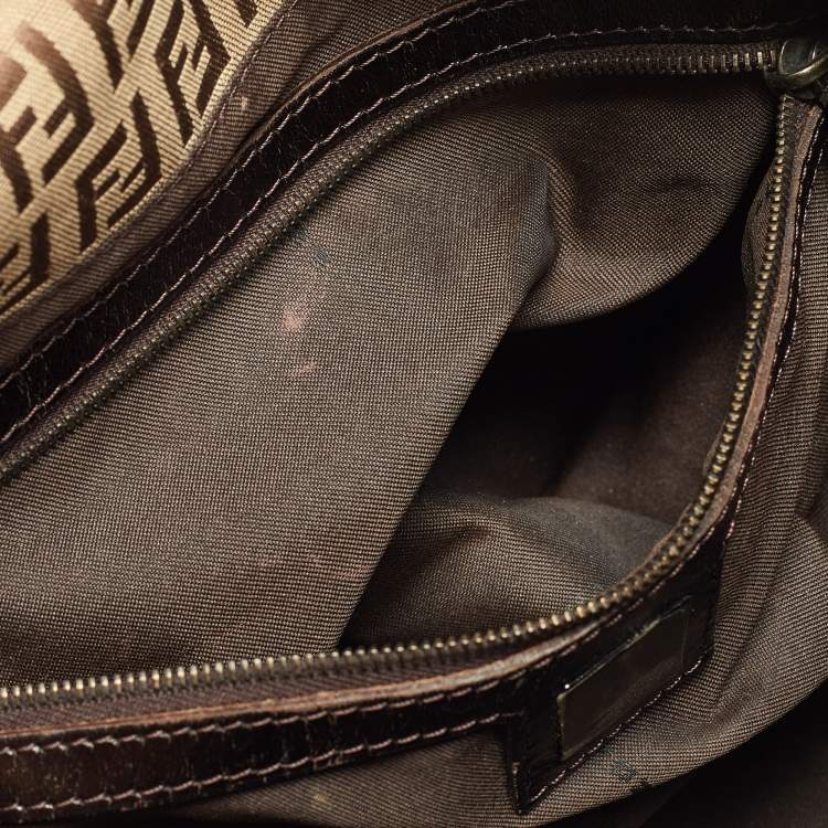 Pre Owned Fendi Beige/Brown Zucchino Canvas and Leather Mama Baguette Bag
