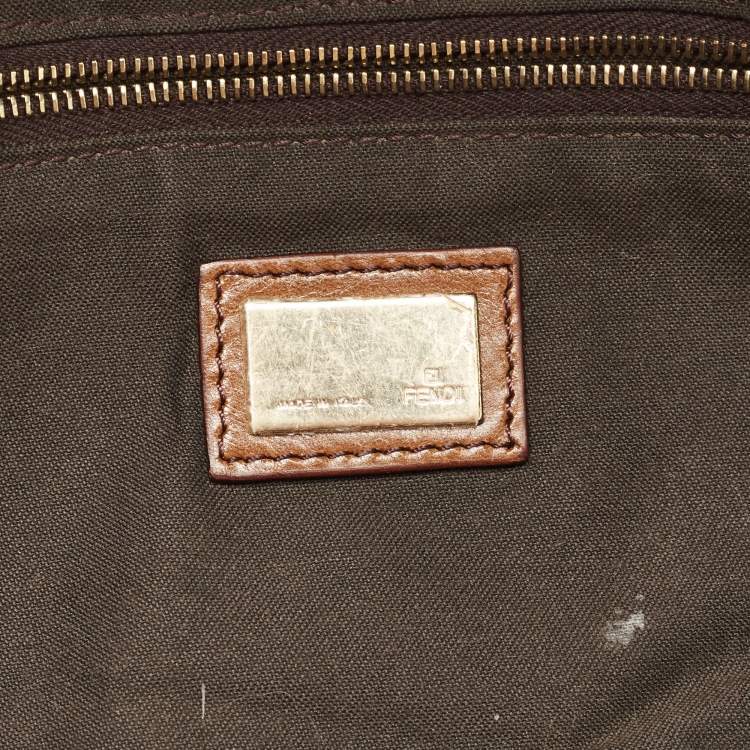 Pre Owned Fendi Brown/Tobacco Zucca Canvas Chain Baguette Bag
