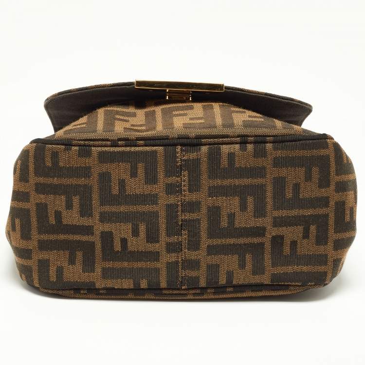 Pre Owned Fendi Tobacco Zucca Canvas and Leather Flap Crossbody Bag