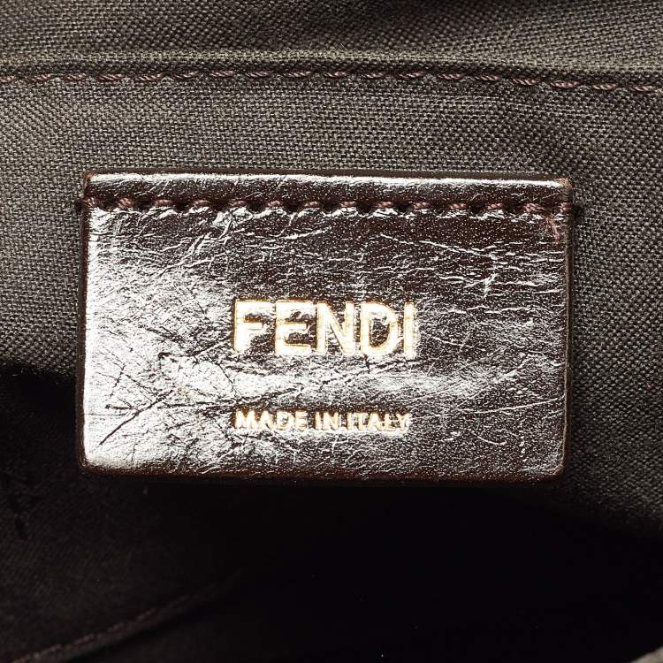 Pre Owned Fendi Tobacco Zucca Canvas and Leather Flap Crossbody Bag