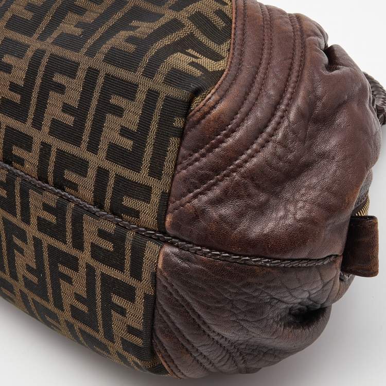 Pre Owned Fendi Tobacco Zucca Canvas and Leather Baby Spy Bag