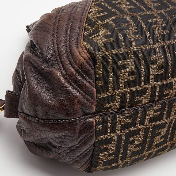 Pre Owned Fendi Tobacco Zucca Canvas and Leather Baby Spy Bag
