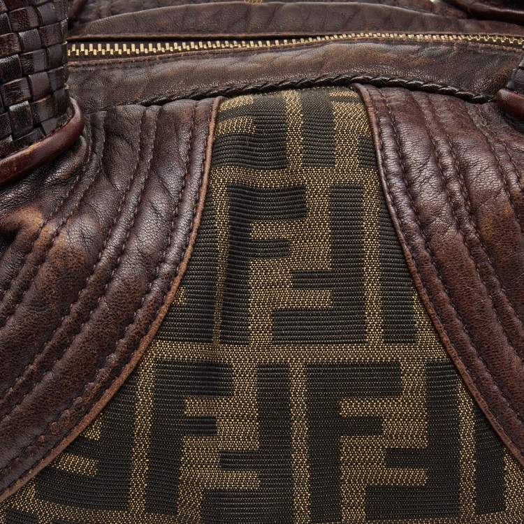 Pre Owned Fendi Tobacco Zucca Canvas and Leather Baby Spy Bag