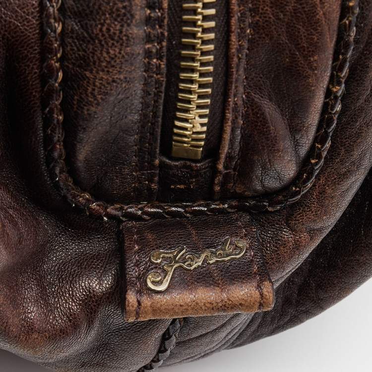 Pre Owned Fendi Tobacco Zucca Canvas and Leather Baby Spy Bag