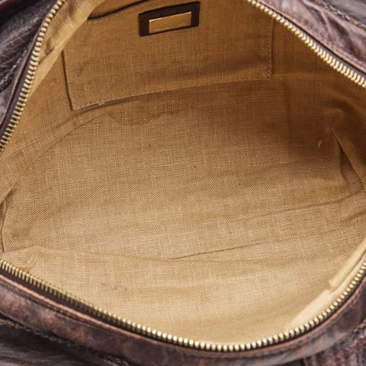 Pre Owned Fendi Tobacco Zucca Canvas and Leather Baby Spy Bag