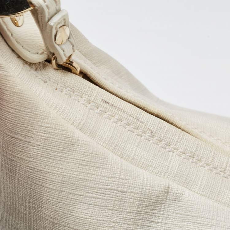Pre Owned Fendi Off White/Grey Zucca Coated Canvas and Leather Chef Hobo