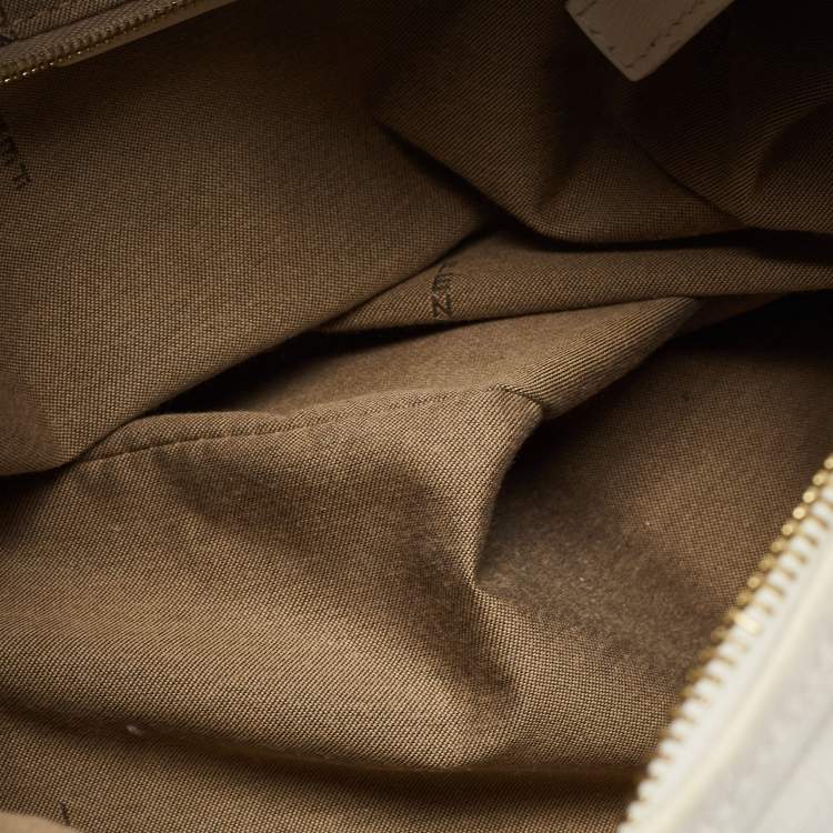 Pre Owned Fendi Off White/Grey Zucca Coated Canvas and Leather Chef Hobo