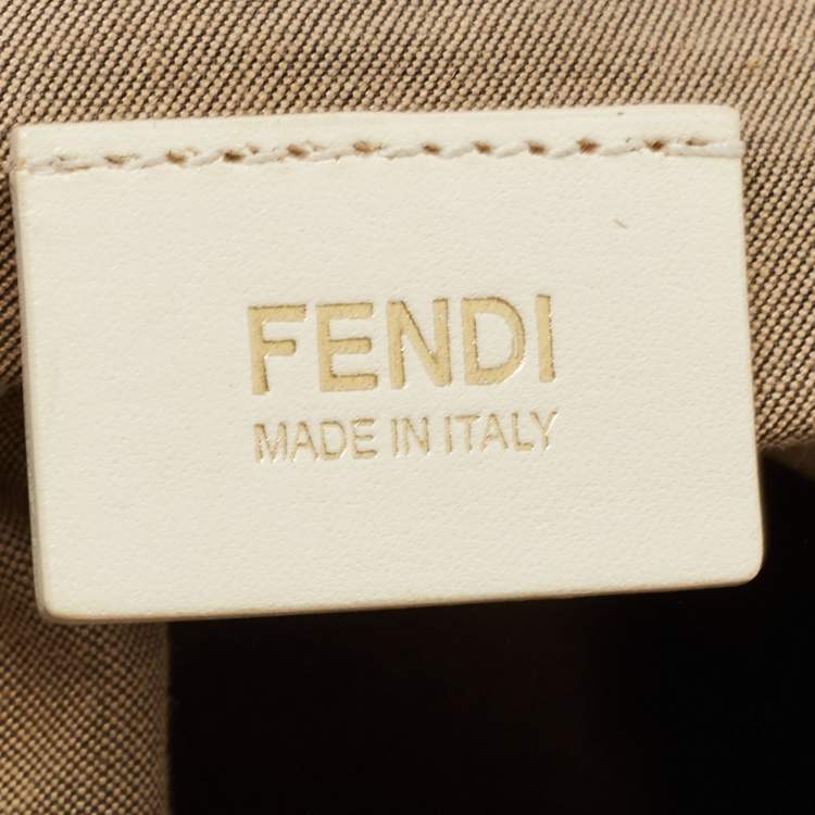 Pre Owned Fendi Off White/Grey Zucca Coated Canvas and Leather Chef Hobo