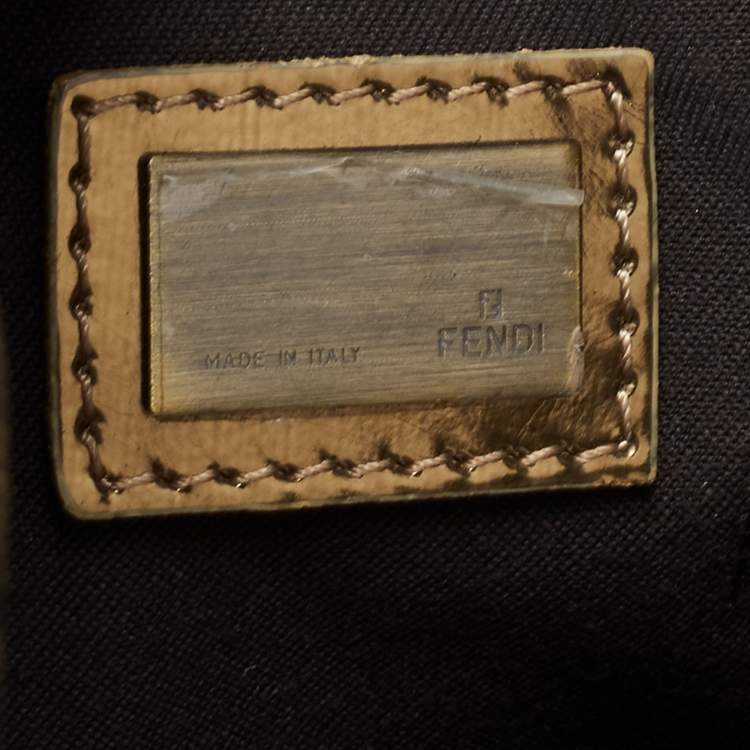 Pre Owned Fendi Gold/Tobacco Zucca Coated Canvas Forever Boston Bag