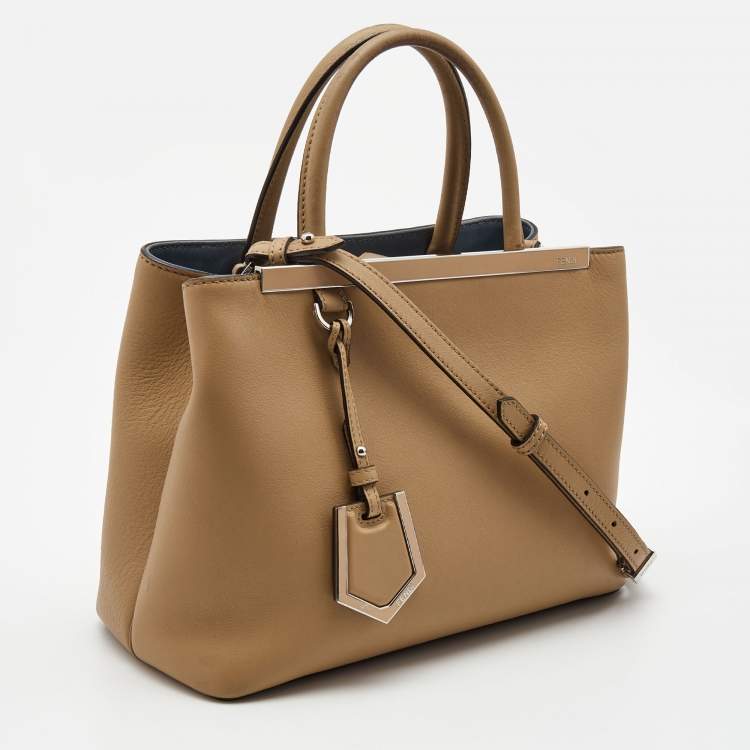 Pre Owned Fendi Beige Leather Small 2Jours Tote