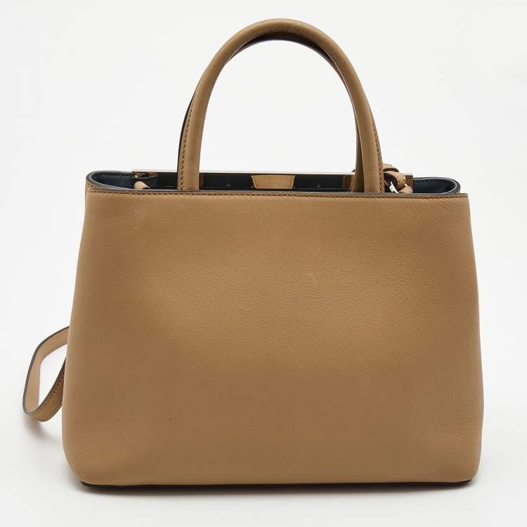 Pre Owned Fendi Beige Leather Small 2Jours Tote