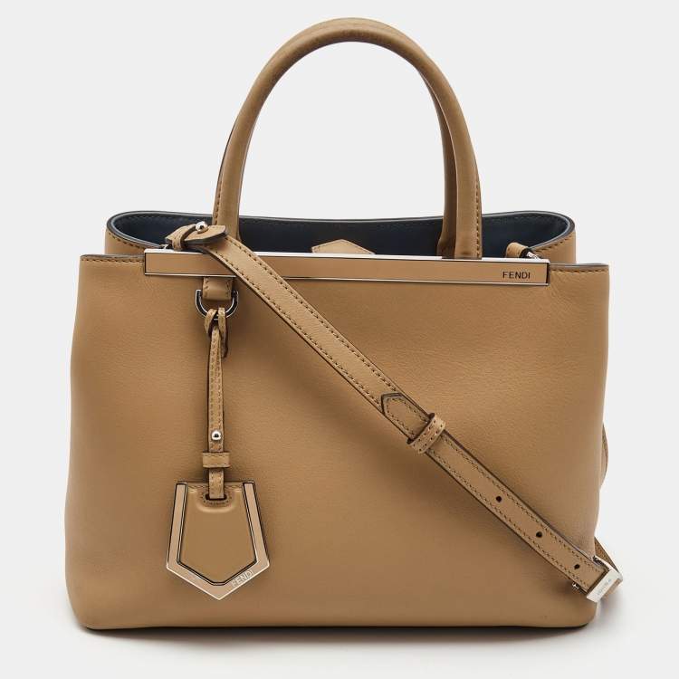Pre Owned Fendi Beige Leather Small 2Jours Tote