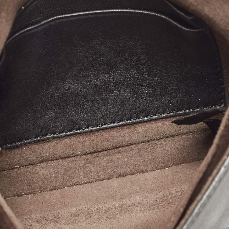 Pre Owned Fendi Black Leather and Fur Micro Monster Baguette Bag