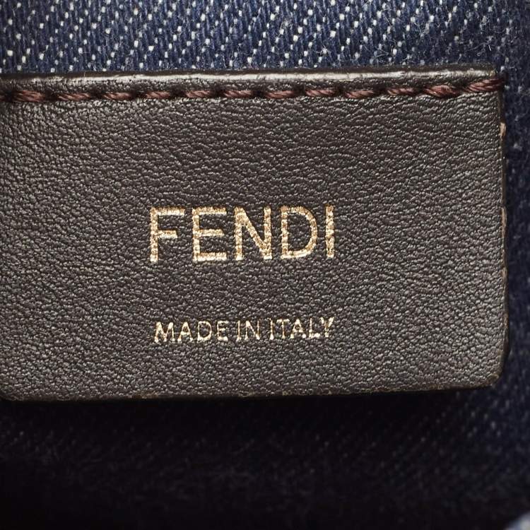 Pre Owned Fendi Blue/Tan Denim and Leather Mini Mon Tresor Bucket Bag