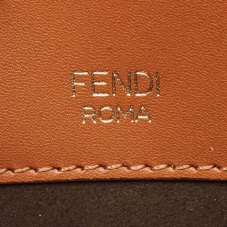 Pre Owned Fendi Brown Leather FF Flat Baguette Clutch