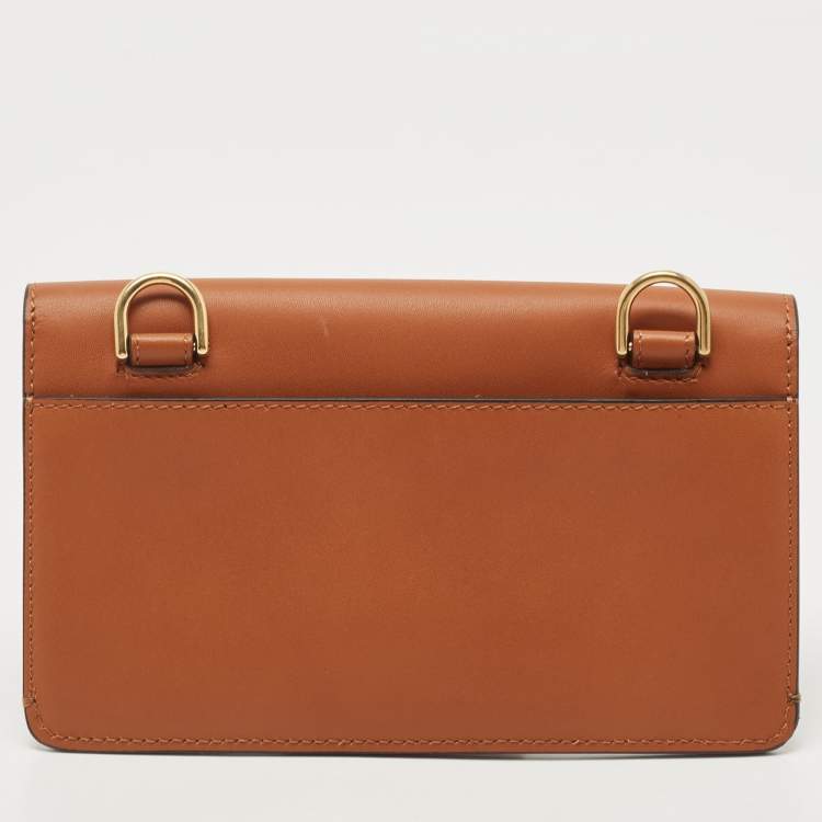 Pre Owned Fendi Brown Leather FF Flat Baguette Clutch