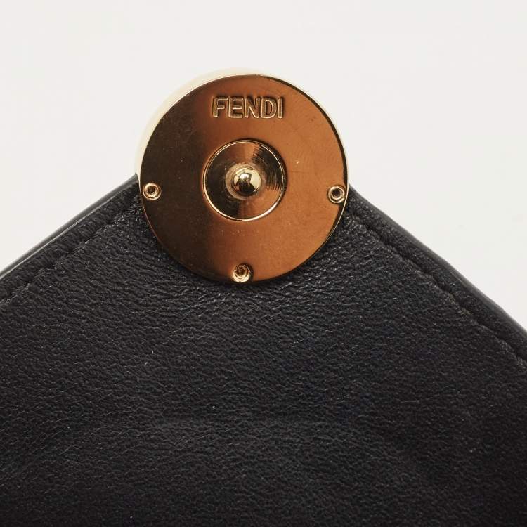 Pre Owned Fendi Brown/Black Embossed FF Leather F is Fendi Slim Pouch 