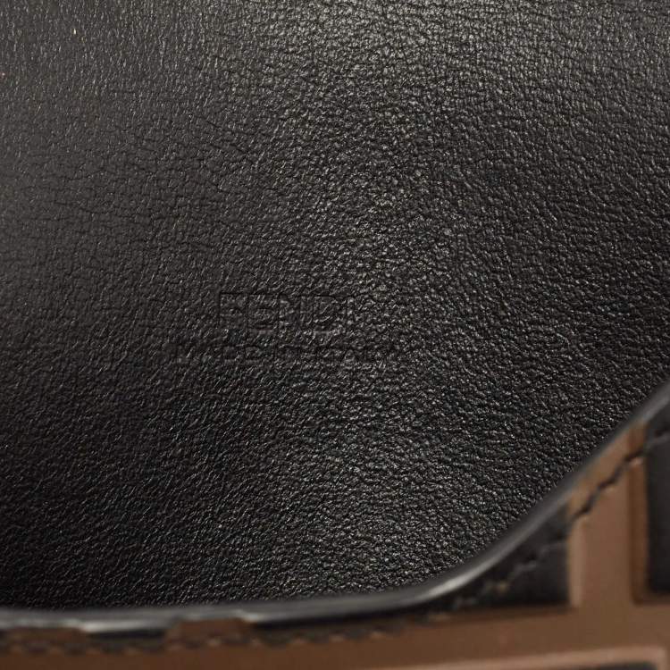 Pre Owned Fendi Brown/Black Embossed FF Leather F is Fendi Slim Pouch 