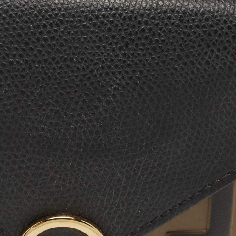 Pre Owned Fendi Brown/Black Embossed FF Leather F is Fendi Slim Pouch 