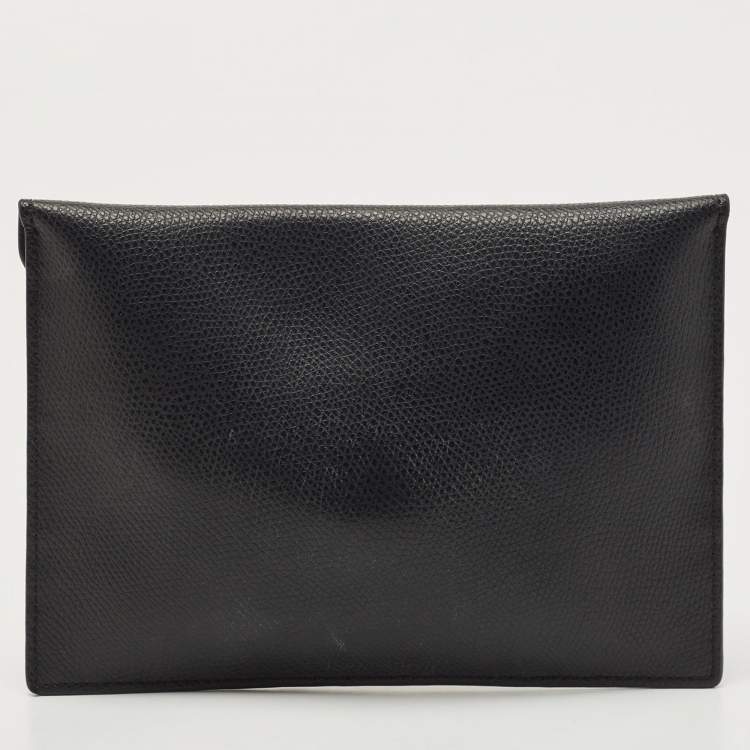 Pre Owned Fendi Brown/Black Embossed FF Leather F is Fendi Slim Pouch 