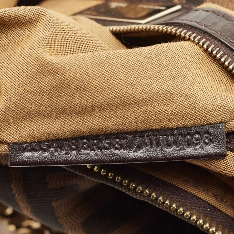 Pre Owned Fendi Tobacco Zucca Canvas and Leather Chef Chain Link Hobo