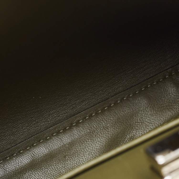 Pre Owned Fendi Olive Green Leather and Python Mini Whipstitch Peekaboo Top Handle Bag