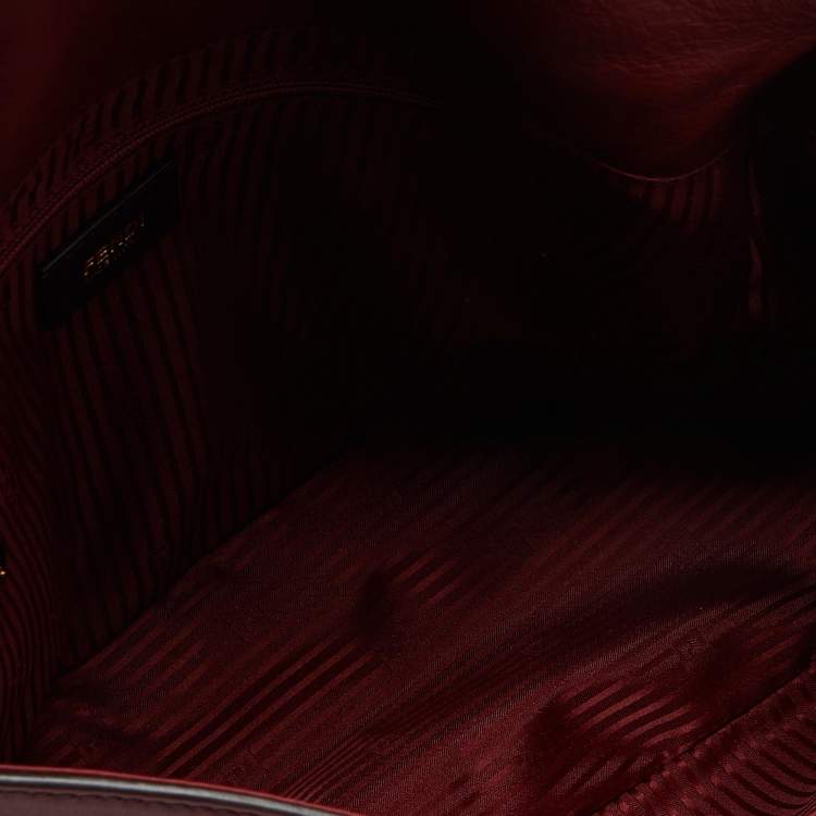 Pre Owned Fendi Dark Red Leather Big Mamma Forever Baguette Bag