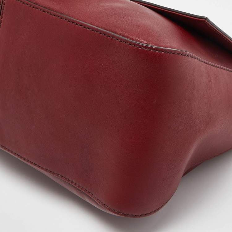 Pre Owned Fendi Dark Red Leather Big Mamma Forever Baguette Bag