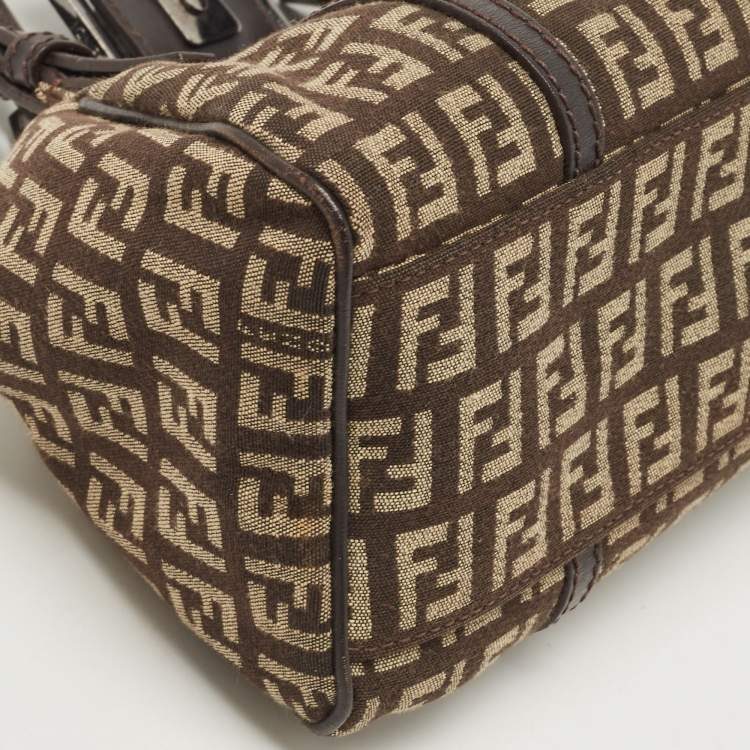 Pre Owned Fendi Tobacco Zucca Canvas and Leather Shoulder Bag