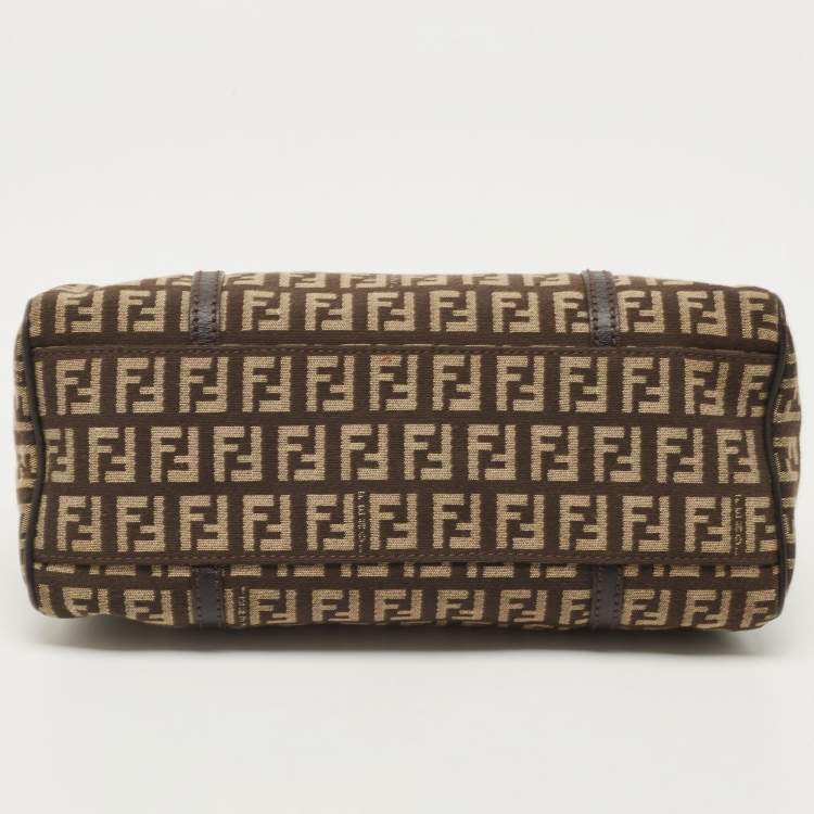 Pre Owned Fendi Tobacco Zucca Canvas and Leather Shoulder Bag