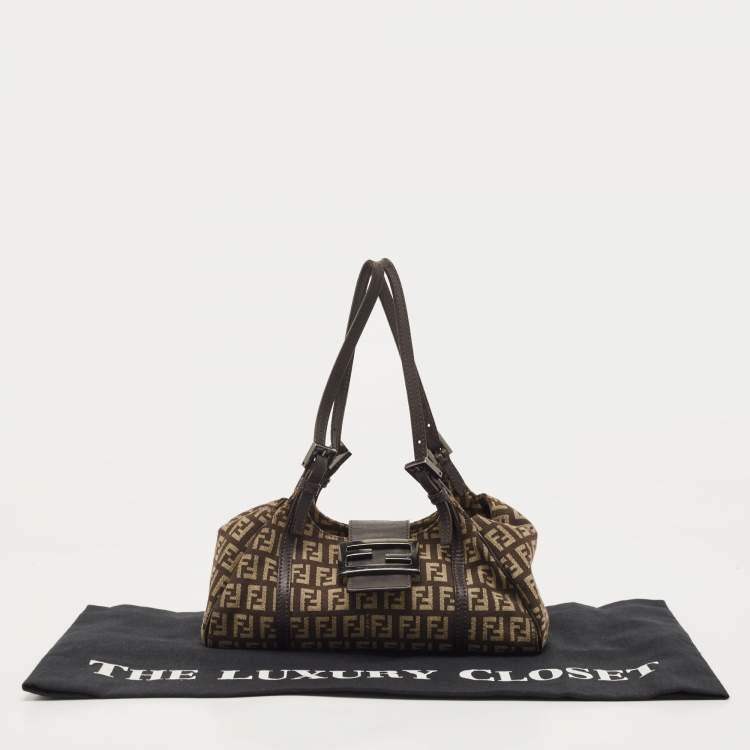 Pre Owned Fendi Tobacco Zucca Canvas and Leather Shoulder Bag