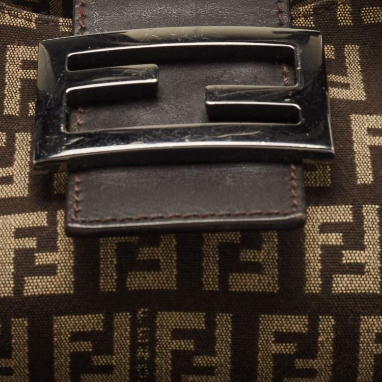 Pre Owned Fendi Tobacco Zucca Canvas and Leather Shoulder Bag