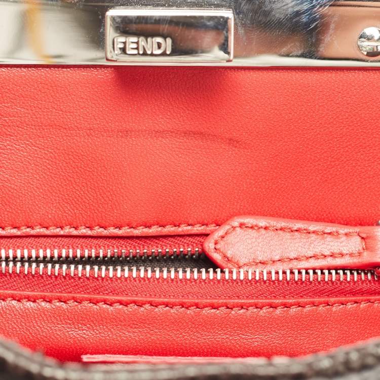 Pre Owned Fendi Dark Tri Color Python Mini Peekaboo Top Handle Bag