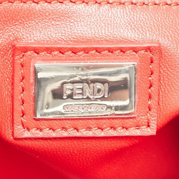 Pre Owned Fendi Dark Tri Color Python Mini Peekaboo Top Handle Bag