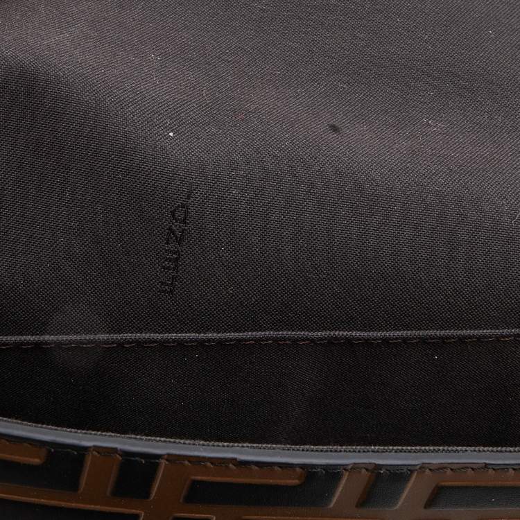 Pre Owned Fendi Tobacco/Black Zucca Leather Small FF Wallet On Chain